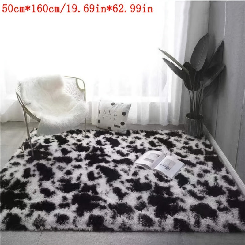 Tie-Dye Plush Area Rug with Gradient Design Non-Slip Thick Soft for Living Room Bedroom Balcony