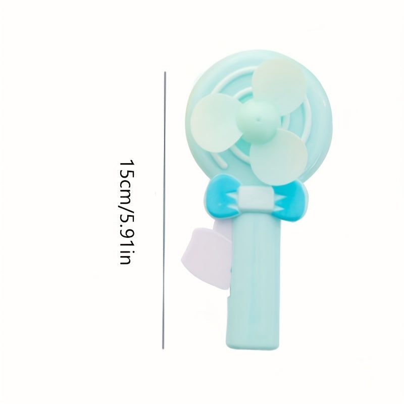 Mini Hand-Press Fan Cartoon Lollipop Design Portable No Power Needed