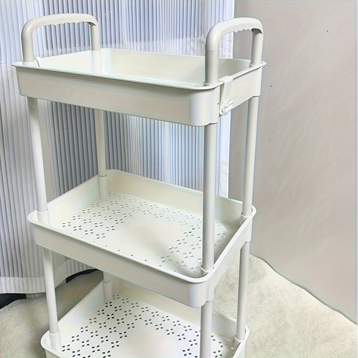 Rolling Storage Cart with Multi-Tier Shelves for Kitchen Bedroom Living Room