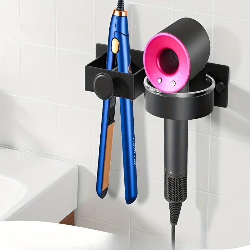 Wall-Mounted Hair Styling Tool Organizer No-Drill Bathroom Storage Rack for Hair Dryer Straightener Curling Iron