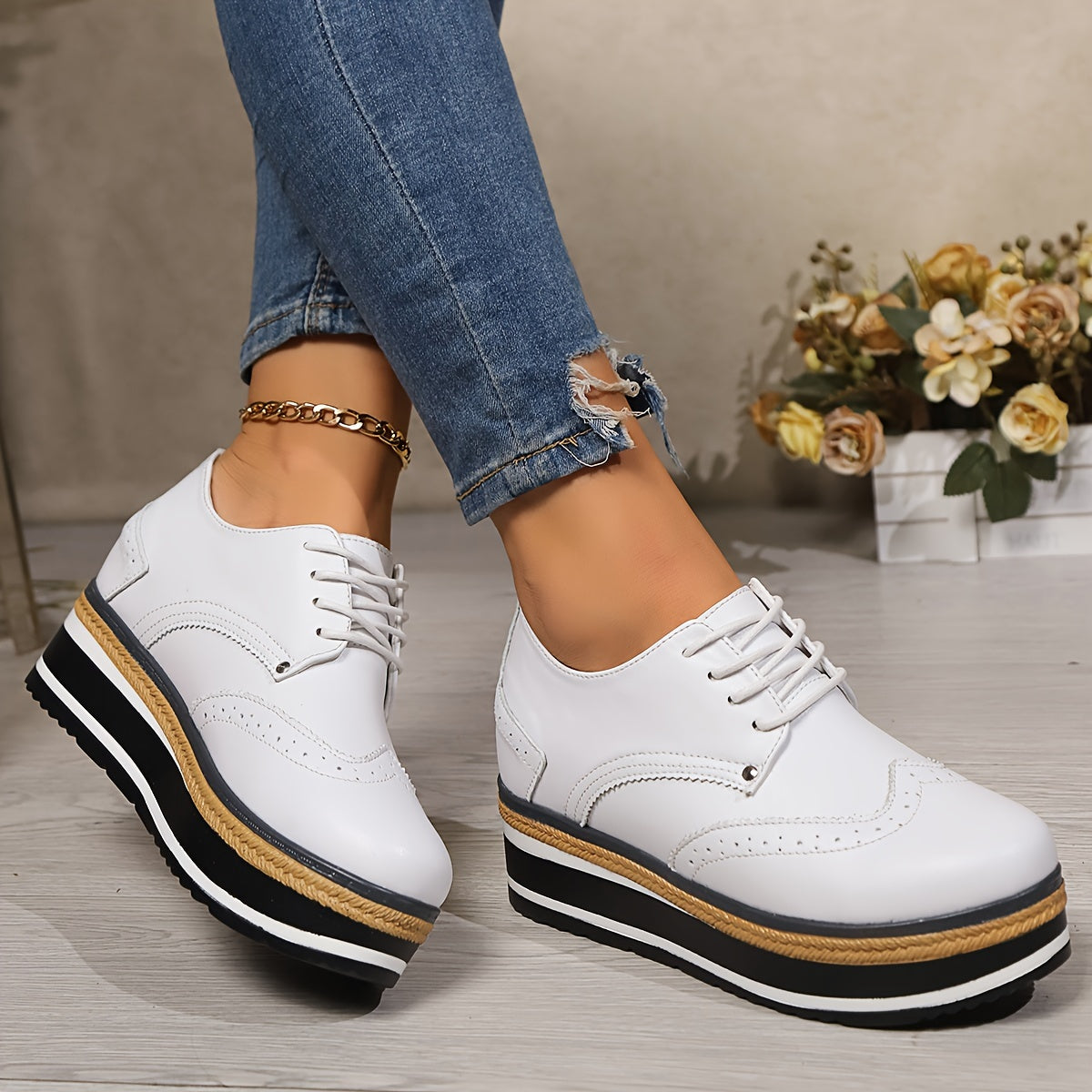 Women's Wedge Loafers Leather Comfortable Elegant Shoes
