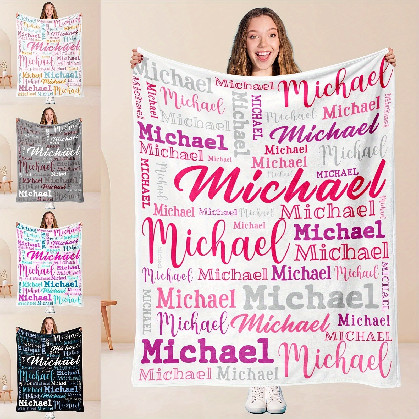 Personalized Big Name Blanket Ultra-Soft Polyester Flannel Digital Print All Seasons
