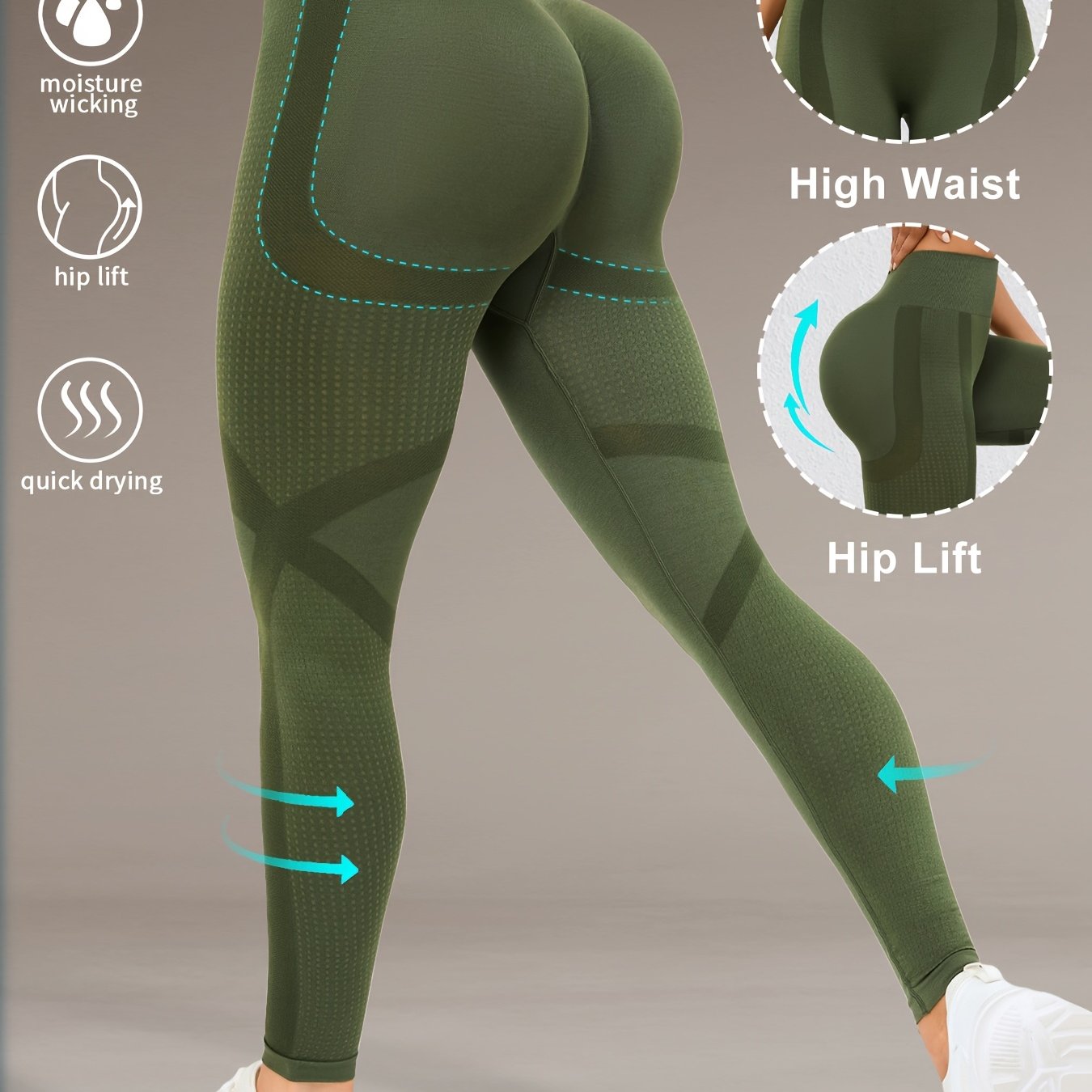 Women's High Waist Yoga Pants with Moisture-Wicking Fabric and Hip Lift Design for Running Gym Yoga