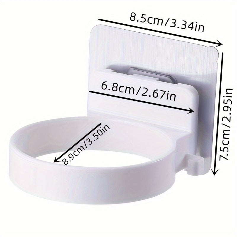 Wall Mounted Hair Dryer Holder Plastic Bathroom Organizer No-Drill Cord Management