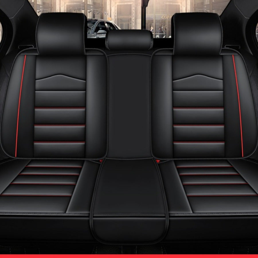 Car Interior Seat Covers Full Set Black and Red Breathable Anti-Slip