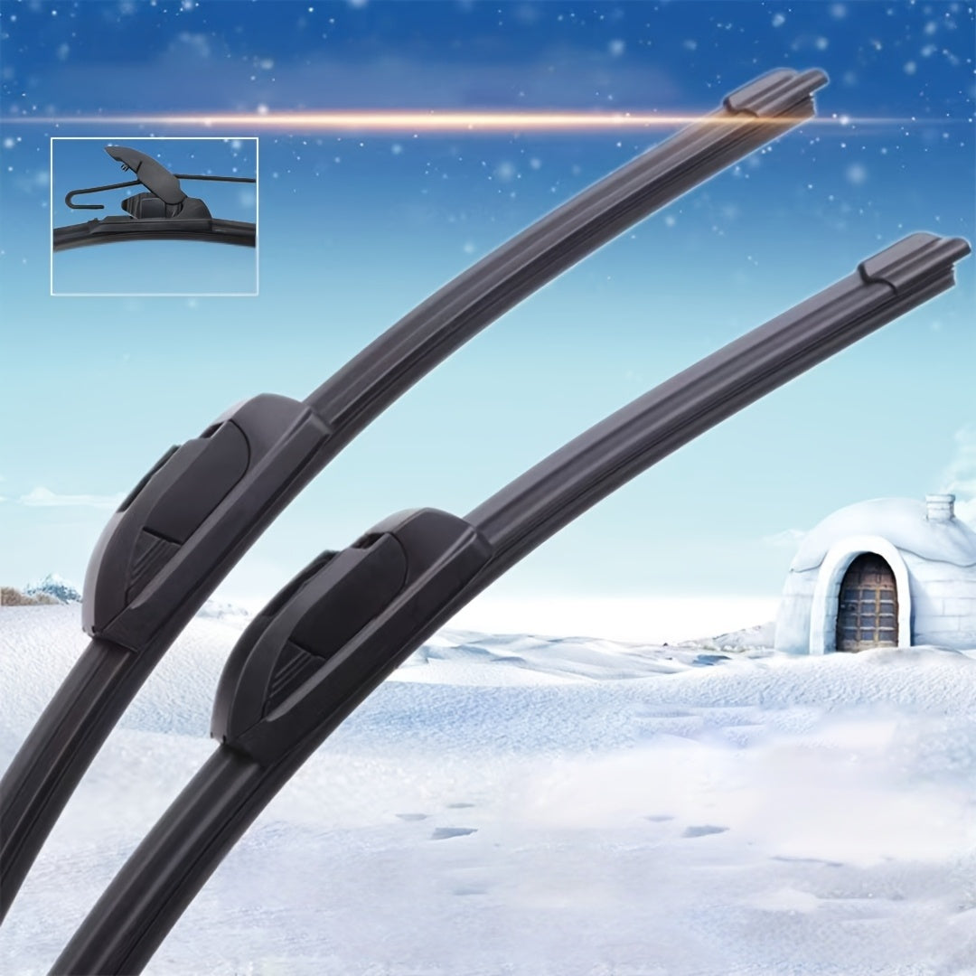 Universal Windshield Wipers with U/J Hooks Durable All-Season Rubber Blades