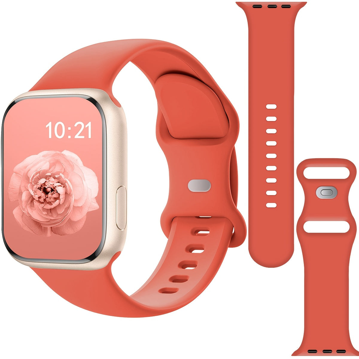 Waterproof Silicone Sport Watch Band with Floral Design for Apple Watch 38mm-49mm