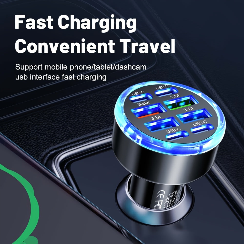 Universal 8-in-1 Fast Charger 35W QC3.0 USB-C Car Travel Power Adapter