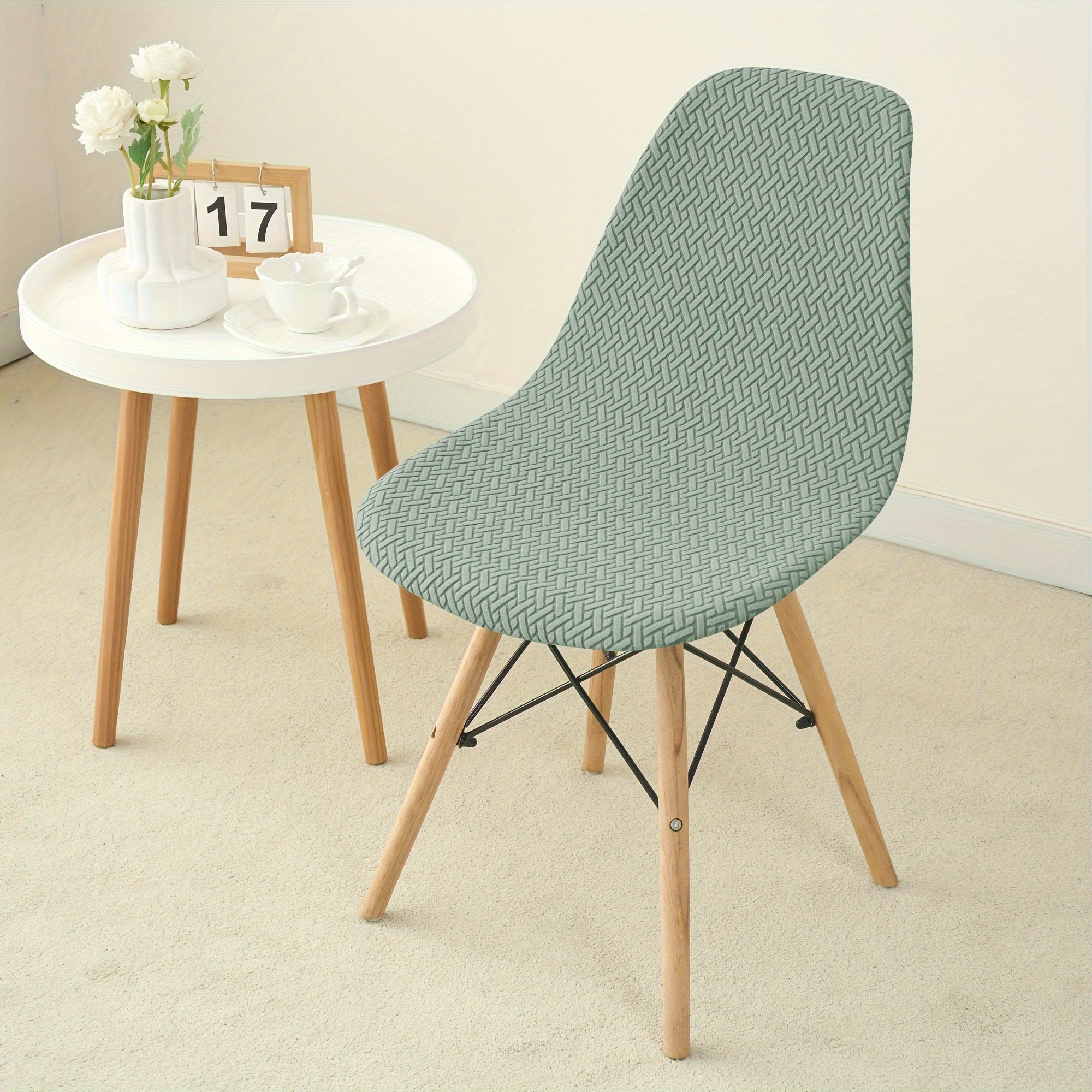 6 Pack Stretch Polyester Spandex Chair Covers for Dining Chairs Slipcovers with Elastic Band and Grip for Home Hotel