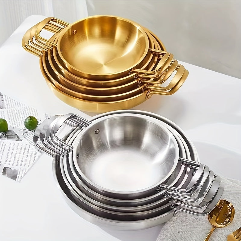 Set of 6 Stainless Steel Seafood Pots with Handles for Noodle Soup, Sizes 18-28cm