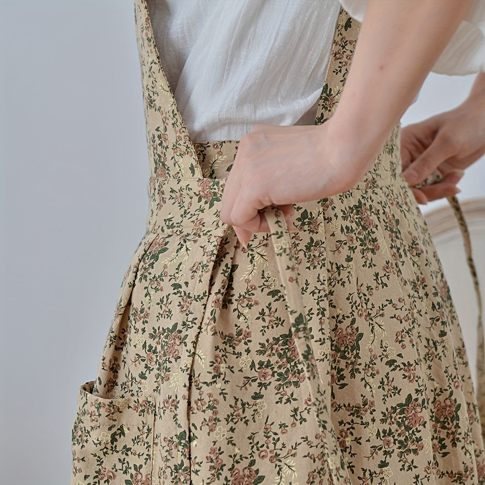 Korean Print Apron 100% Cotton Adjustable Waistband Kitchen Cooking Apron