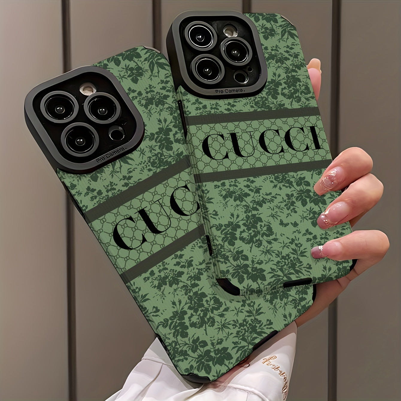 Antique Green Floral Pattern Art Phone Case for iPhone Models Dirt-Resistant Anti-Fall Durable