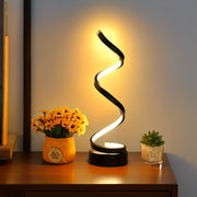 Spiral LED Desk Lamp Adjustable Brightness USB-Powered Metal Art for Bedroom Study Living Room