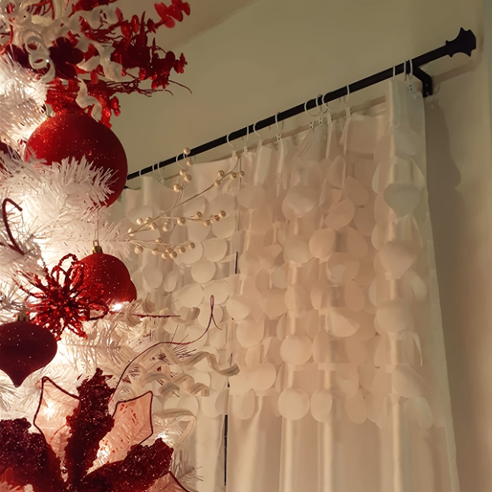 Set of 12 Stainless Steel Curtain Rings with Clips, Rust-Resistant, Modern Drapery Hardware