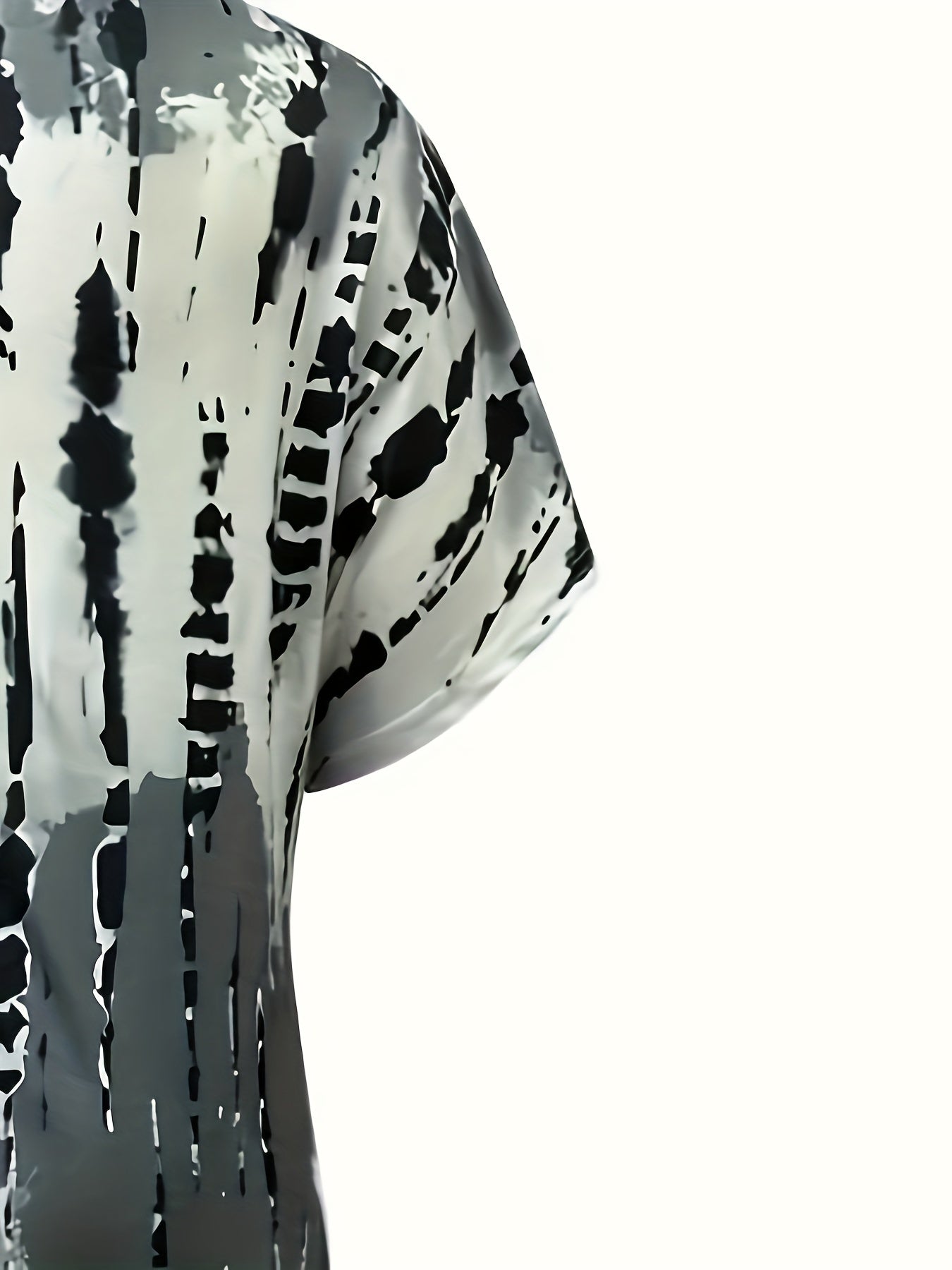 Женское платье для отдыха большого размера с узором тай-дай и полосками, короткий рукав, V-образный вырез