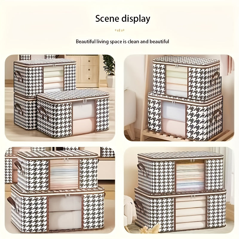 Zarif houndstooth naqshidagi kiyimlar uchun quti, changdan himoyalangan, ko'p maqsadli kiyimlar konteyneri