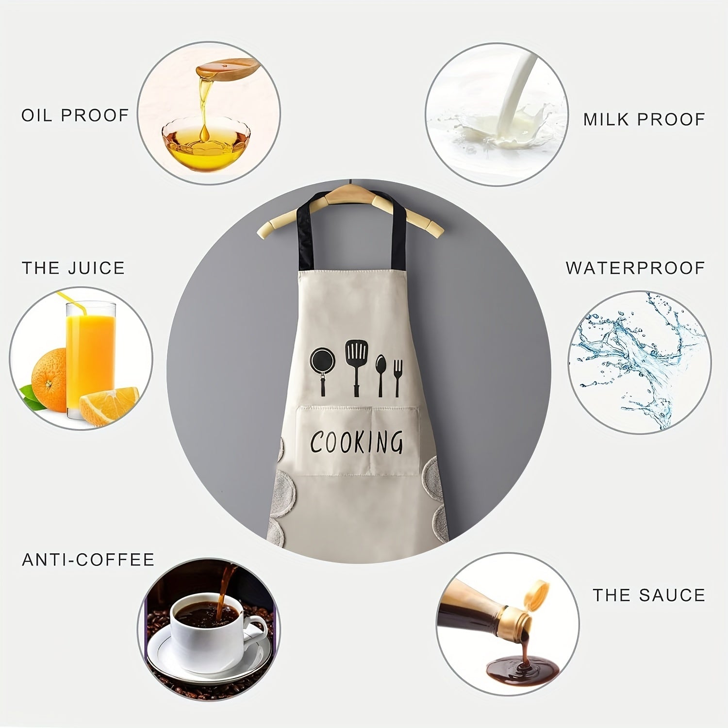 Large Waterproof PVC Cooking and Baking Apron for Women with Wipe Pockets