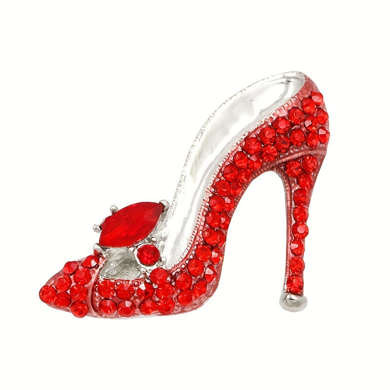 Rhinestone-Studded High Heel Brooch Pin with Sparkling Finish for Women
