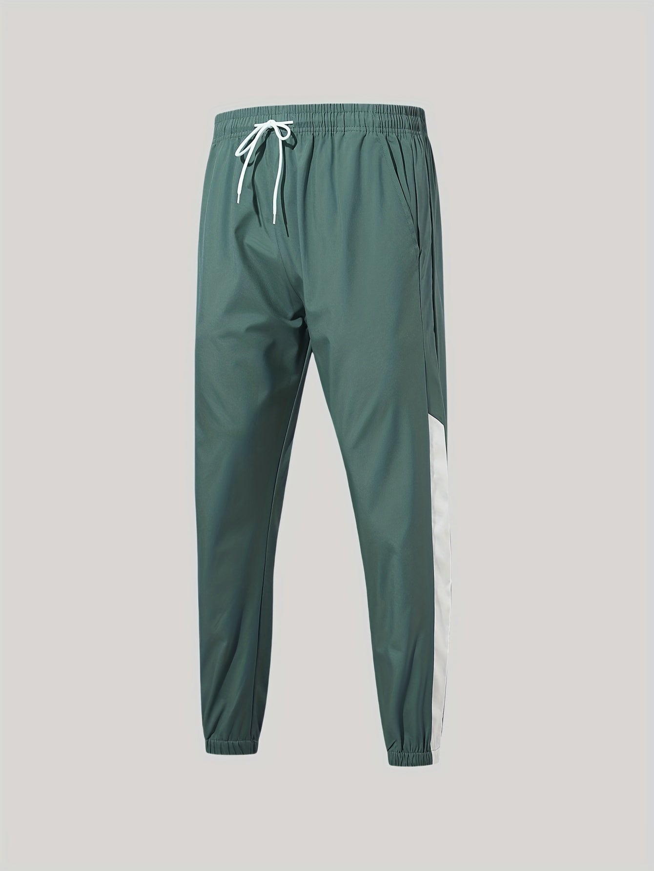 Мужской зеленый и белый спортивный костюм из полиэстера с плетением, куртка с капюшоном и штаны для бега, гольфа, походов