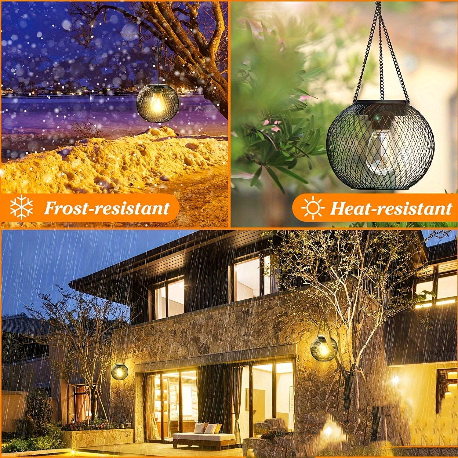 Solar Garden Lights Set of 2 Antique Metal Hanging Chandelier Style Outdoor Solar Pathway Yard Patio Lighting