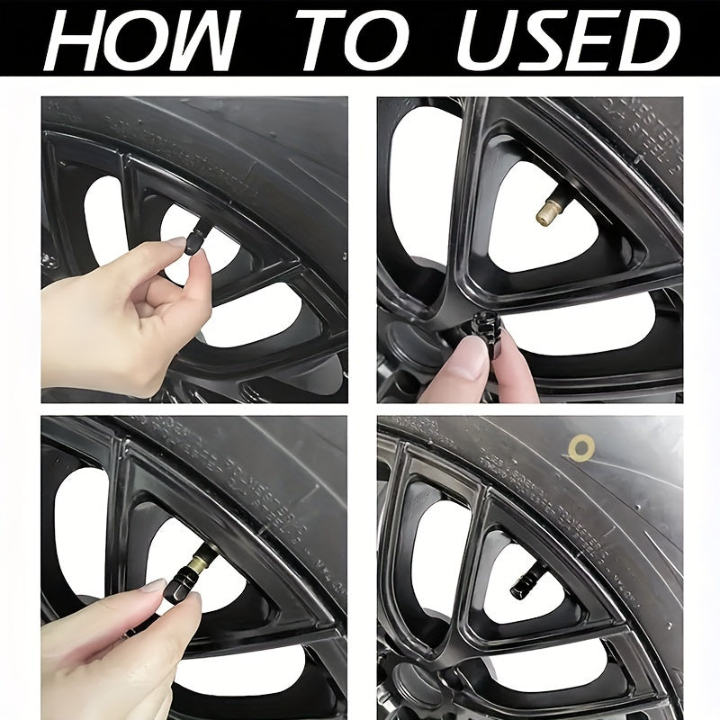 Set of 4 Aluminum Alloy Tire Valve Caps for Cars and Motorcycles