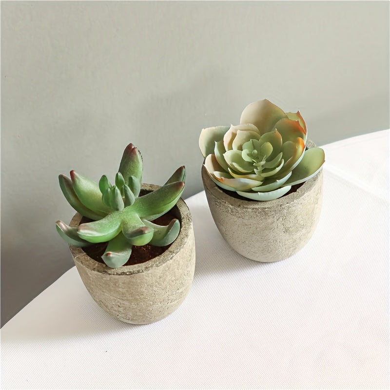 Artificial Succulent Plants Set with Potted Bonsai Desktop Decor in Paper Pulp
