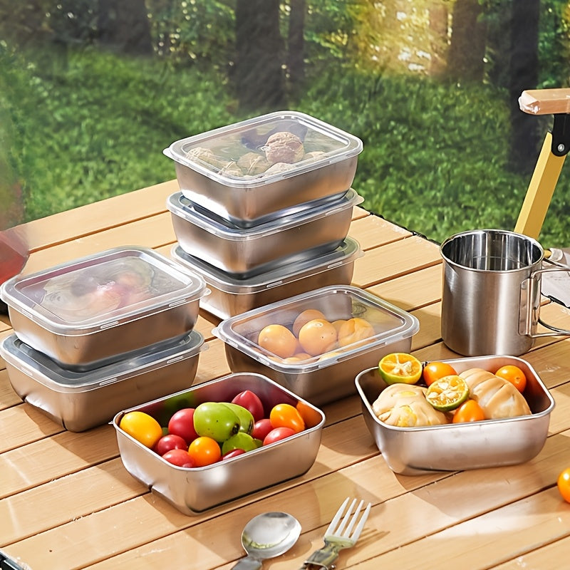 Set of 5 Stainless Steel Food Storage Containers with Lids for Picnic Meal Prep and Fridge Organization