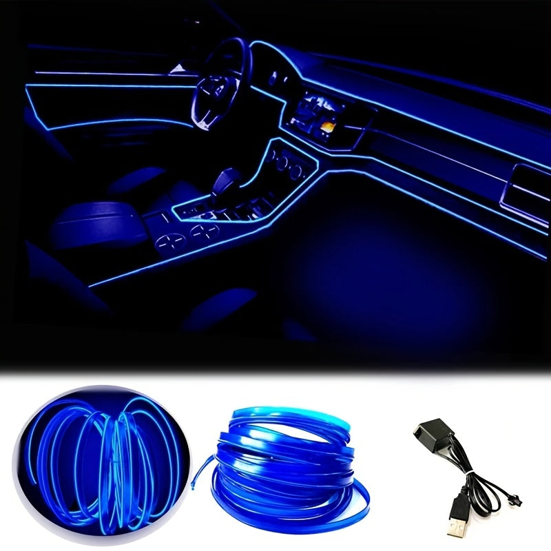 Blue LED Car Interior Lighting Strip Flexible USB Neon Decoration Non Waterproof