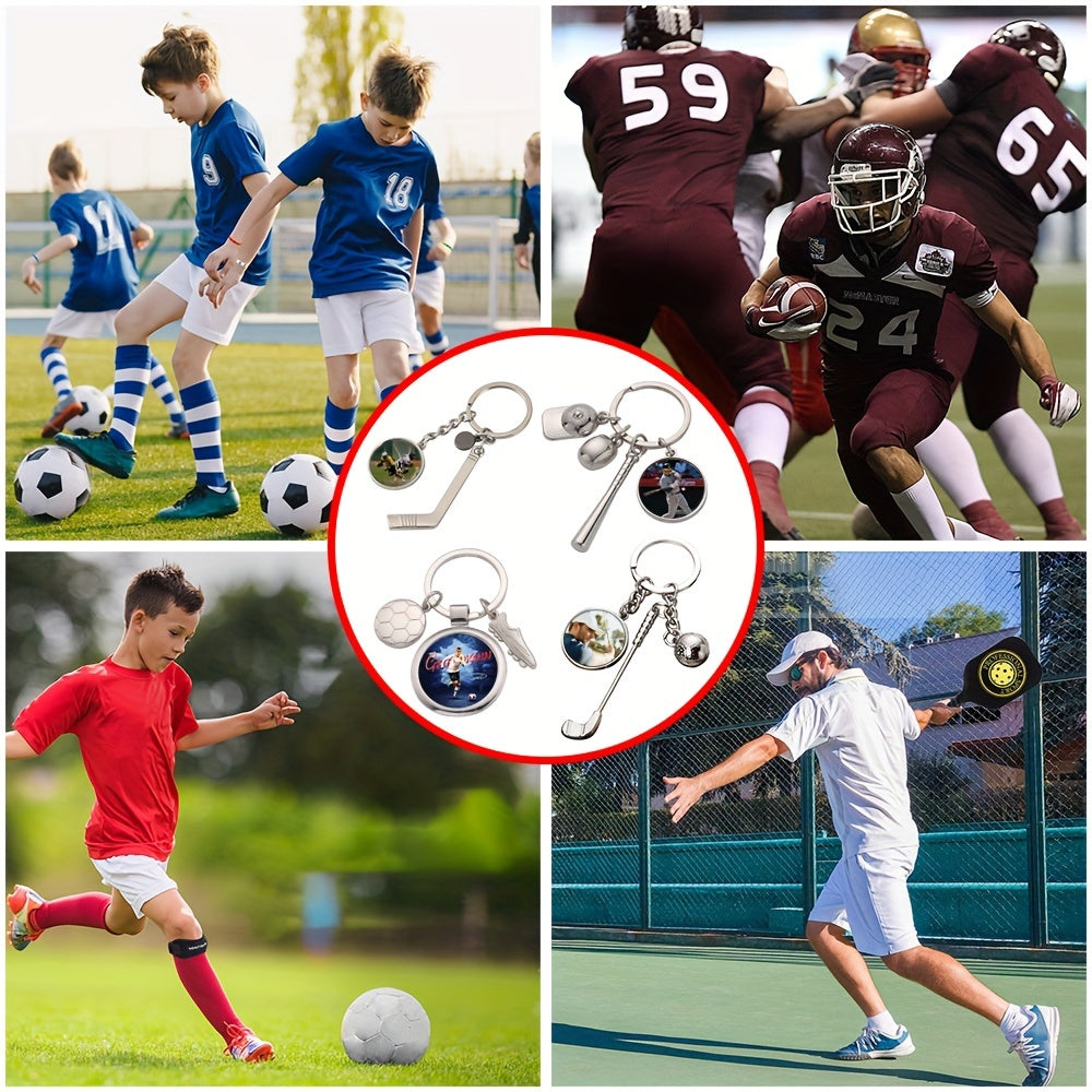 Set of 10 Sublimation Metal Keychains for Sports Fans Football Soccer Baseball Hockey Golf Personalize Backpacks