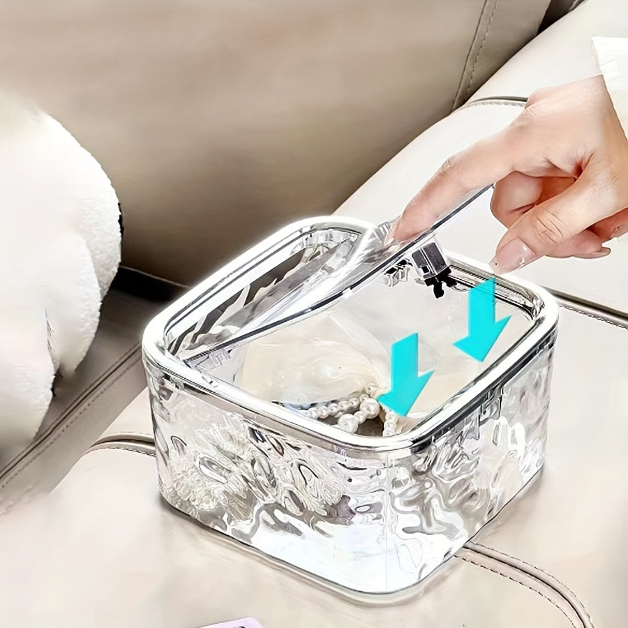 Acrylic Hair Accessory Organizer with Lid for Bows, Hairbands, Pins and Swabs Storage