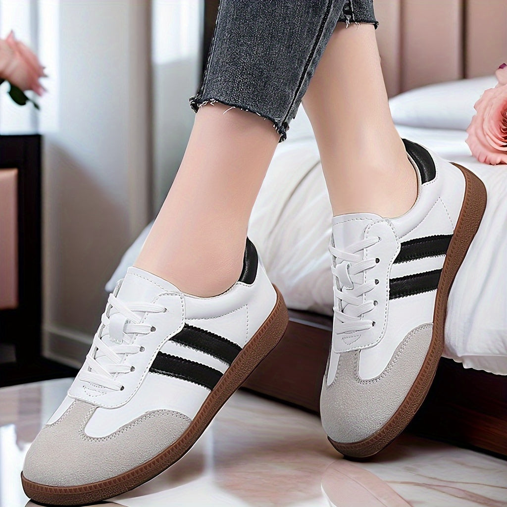Women's Colorblock Lace-Up Sneakers with Soft Platform Sole for Casual Walking