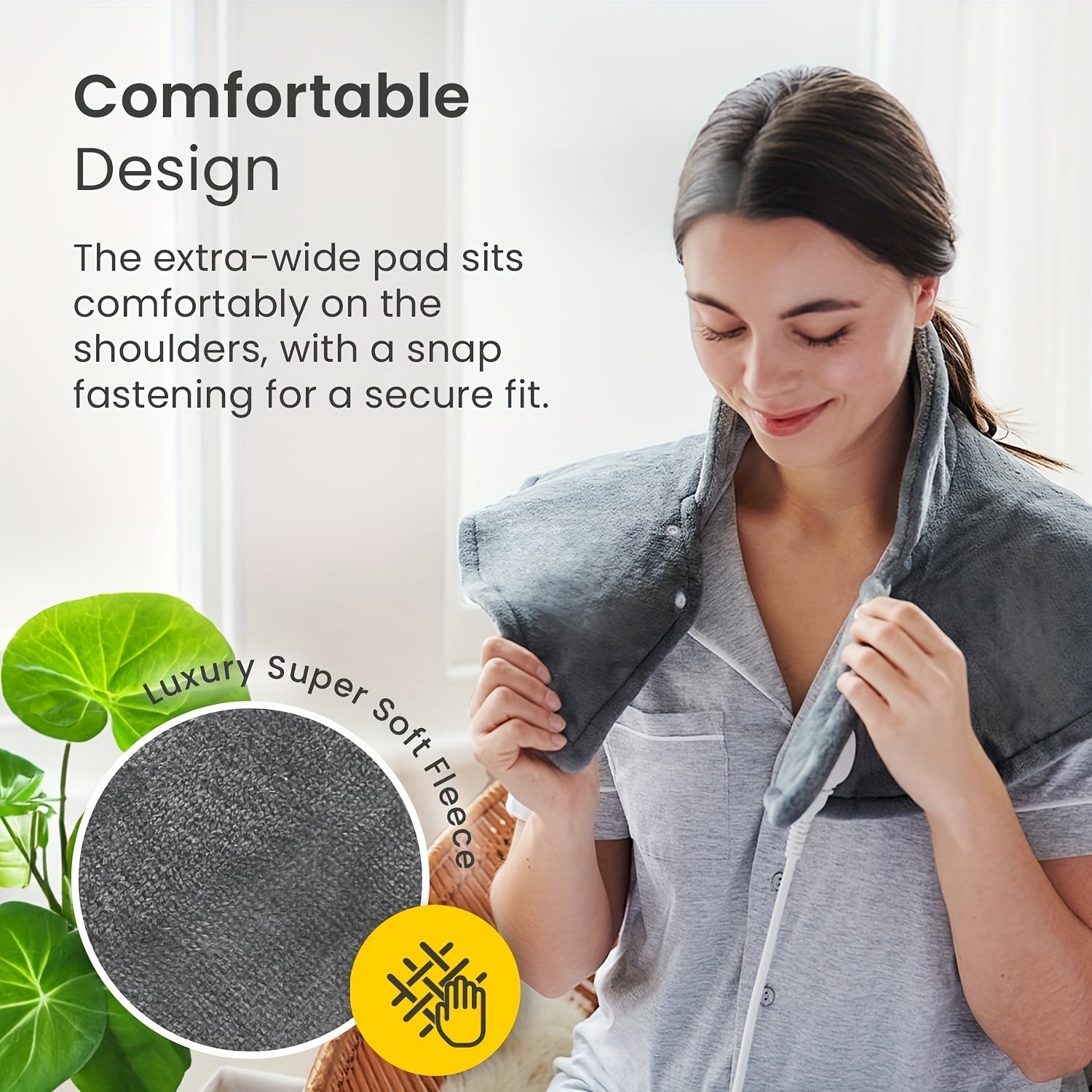 Большой нагреваемый шарф из мягкой ткани для шеи и плеч с 6 настройками температуры