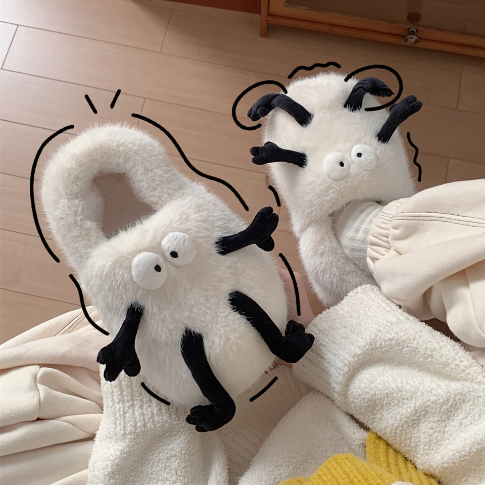 Uniseks peluş multfilmli mo'ynali yopish uchun uy ichki chanoq poyabzal, sirpanmaydigan, yumshoq taglik