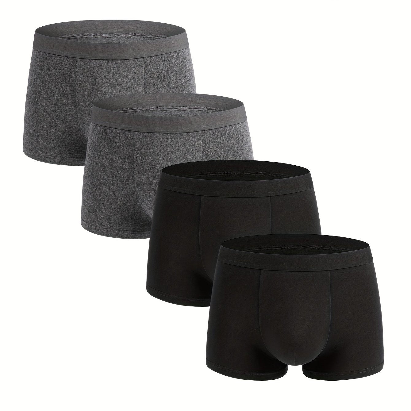 Men's Cotton Underwear 4-Pack Solid Color Breathable Flat Leg Shortie