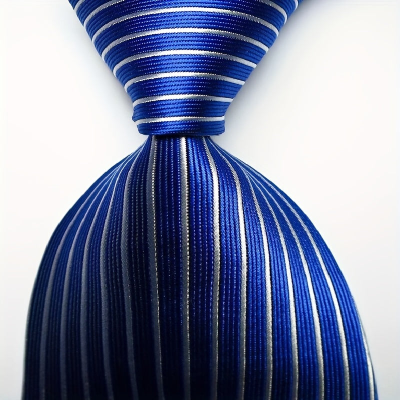 Men's Jacquard Woven Striped Plaid Tie Set in Blue Green Red Orange