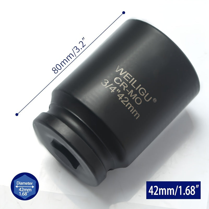 Тяжелая пневматическая головка-ключ 3/4 дюйма, средняя длина, хром-ванадий