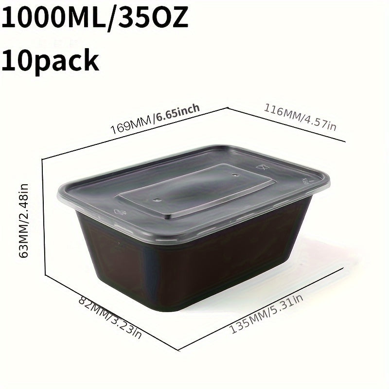 Set of 10 35oz Microwaveable Leakproof Stackable Meal Prep Containers with Lids