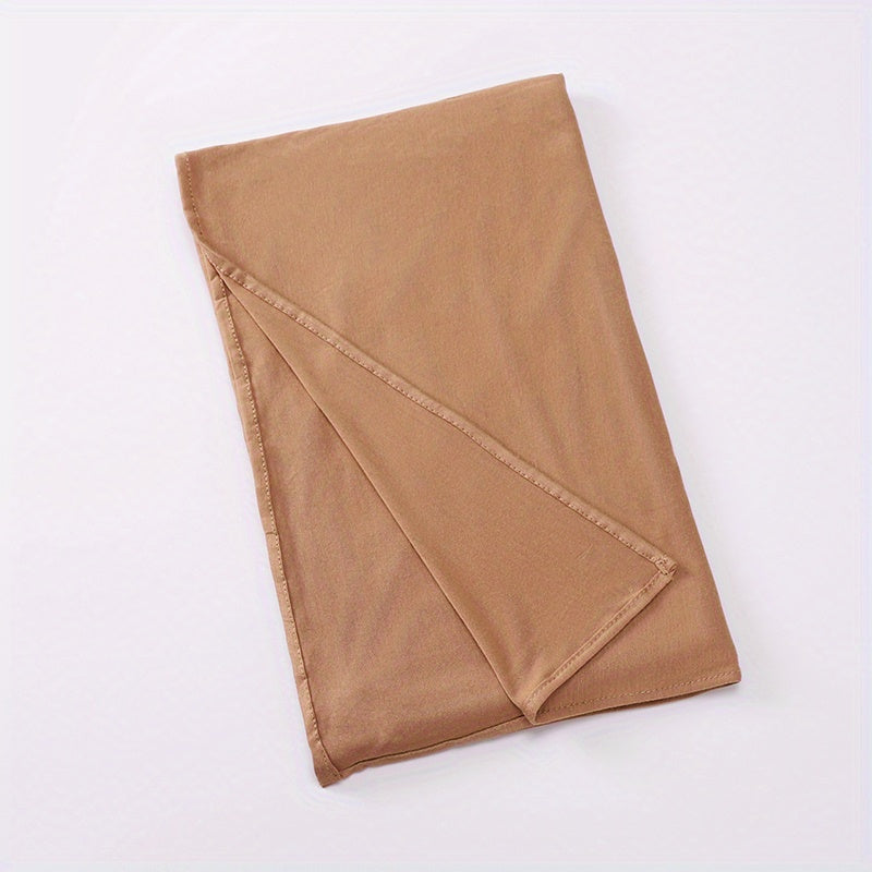 Yogʻonli rangli polyester hijab sharf, nozik va elastik tikilgan bosh sharf, elegant koʻrinish uchun