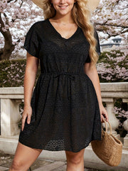 Plus Size Women's Beach Cover-up Polyester Solid Casual Swimwear Wrap
