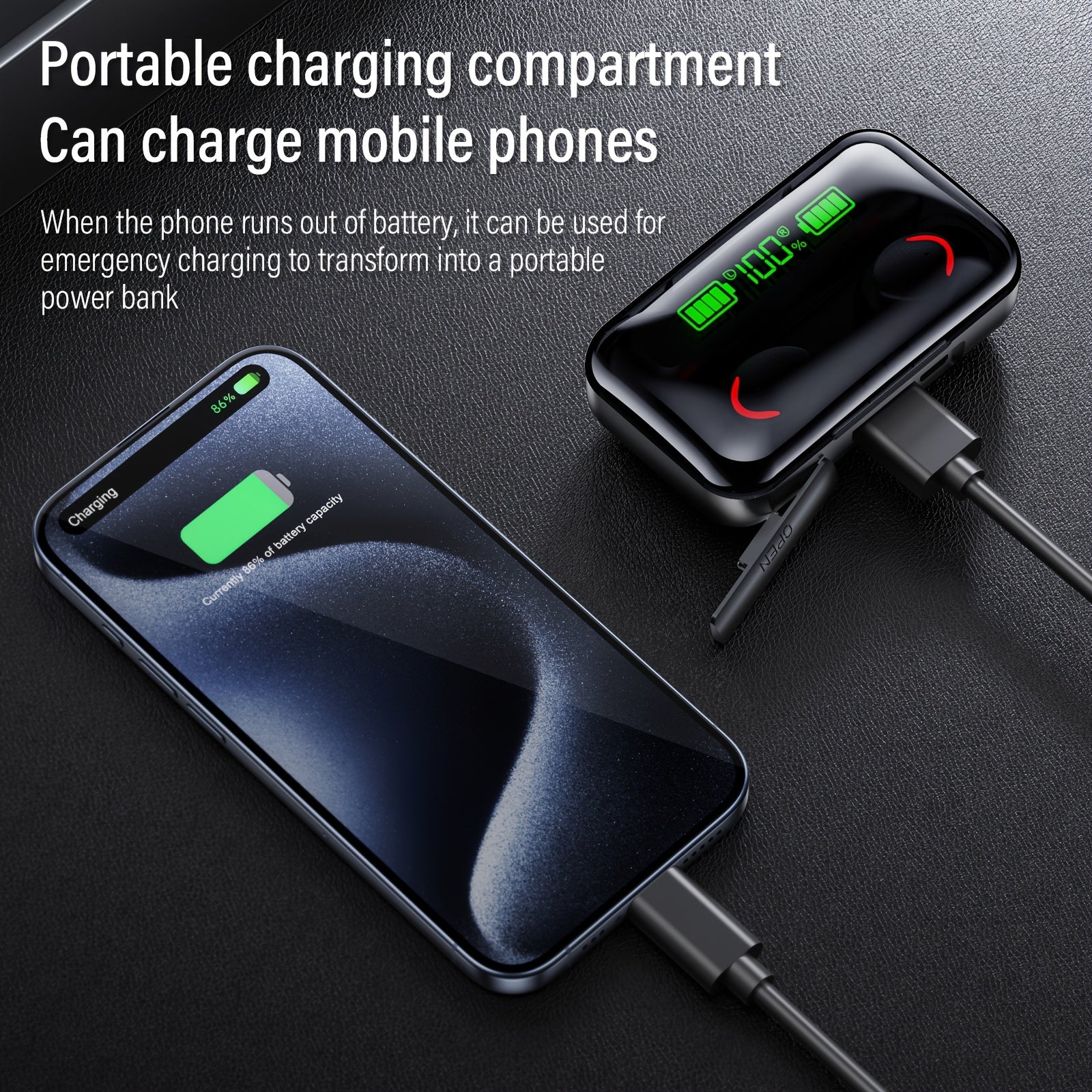 Wireless Earbuds Touch Control LED Display Charging Bin for Exercising