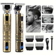 Blue Light LCD Hair Clipper with USB Charging and Mythical Beast Designs
