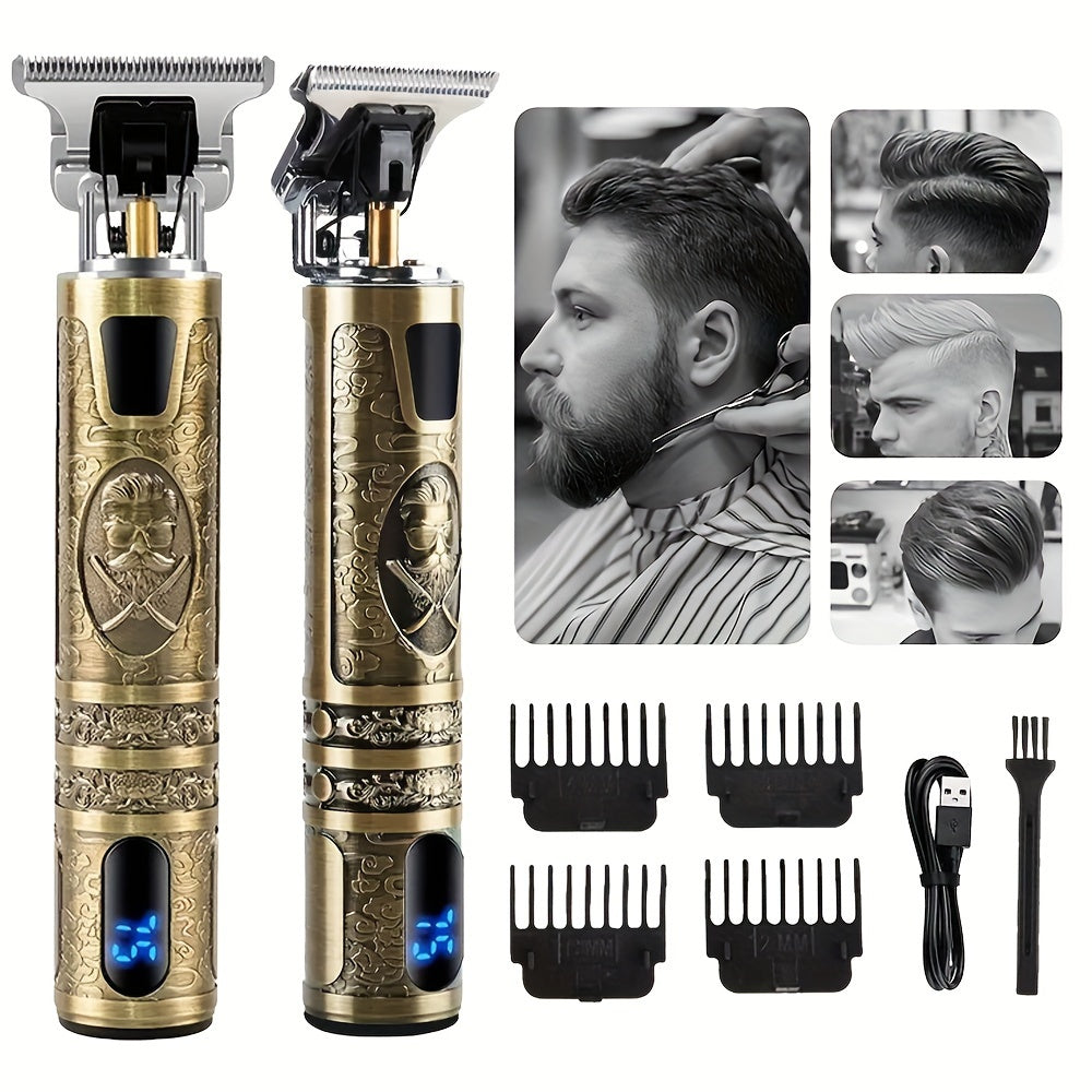 Blue Light LCD Hair Clipper with USB Charging and Mythical Beast Designs