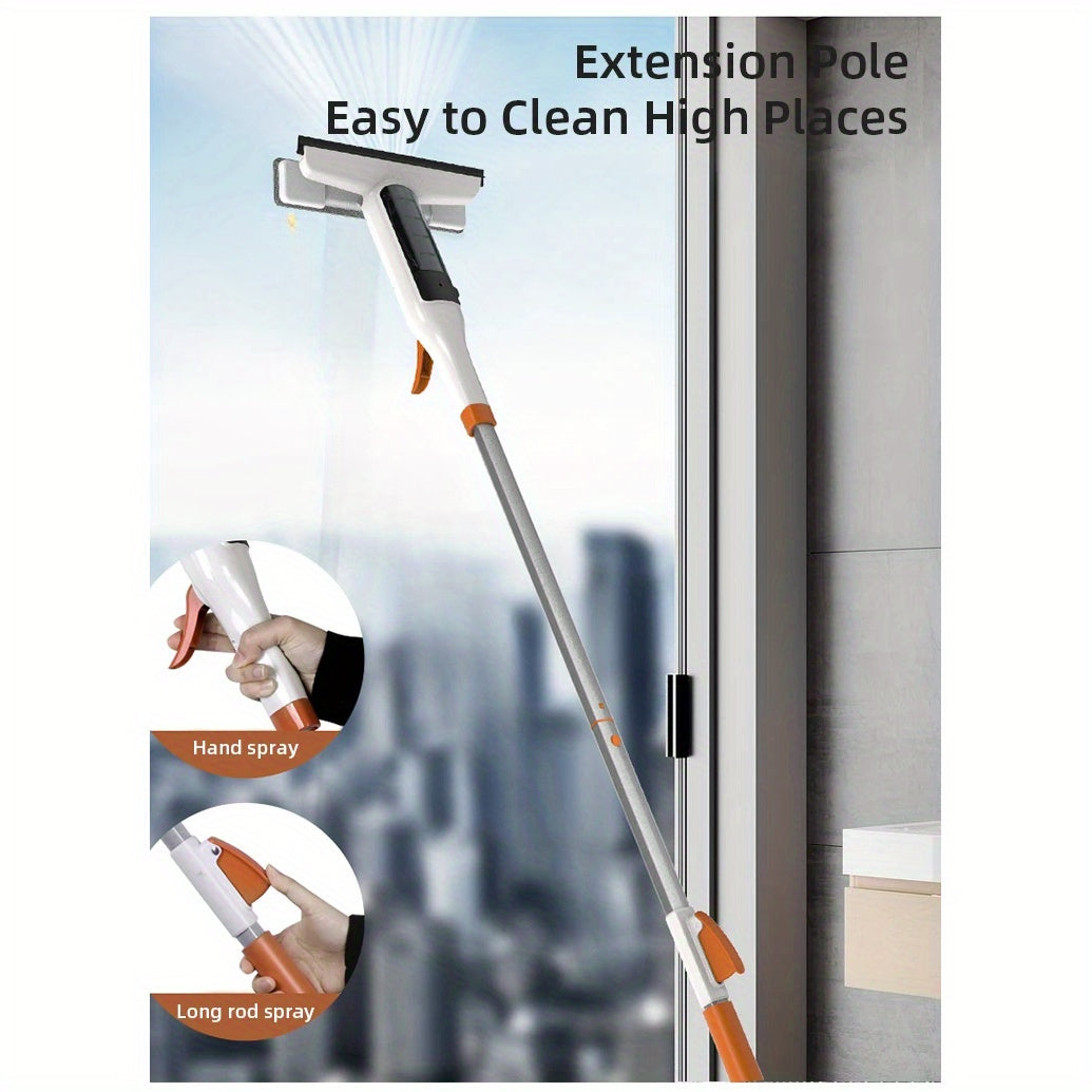 3-in-1 Glass Cleaning Kit with Squeegee and Metal Pole for Windows and Car Windshields