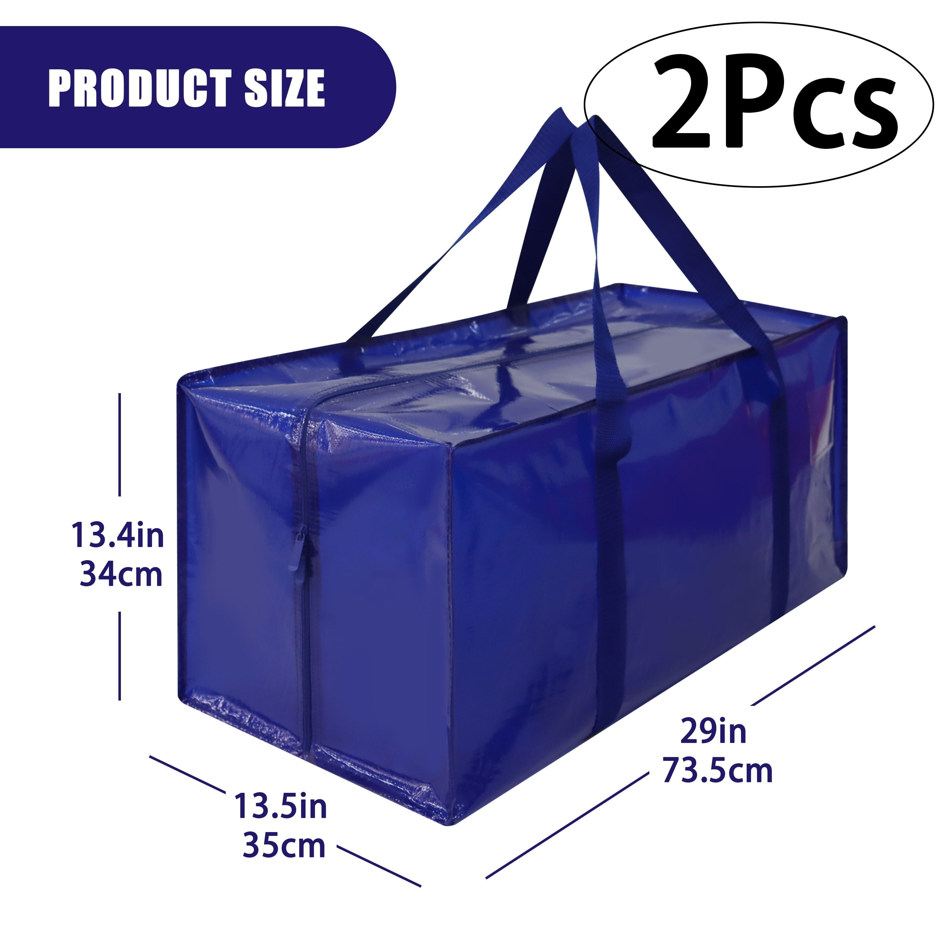 Two Large Storage Bags with Zippers Handles Durable Storage Bin for Bedroom Closet