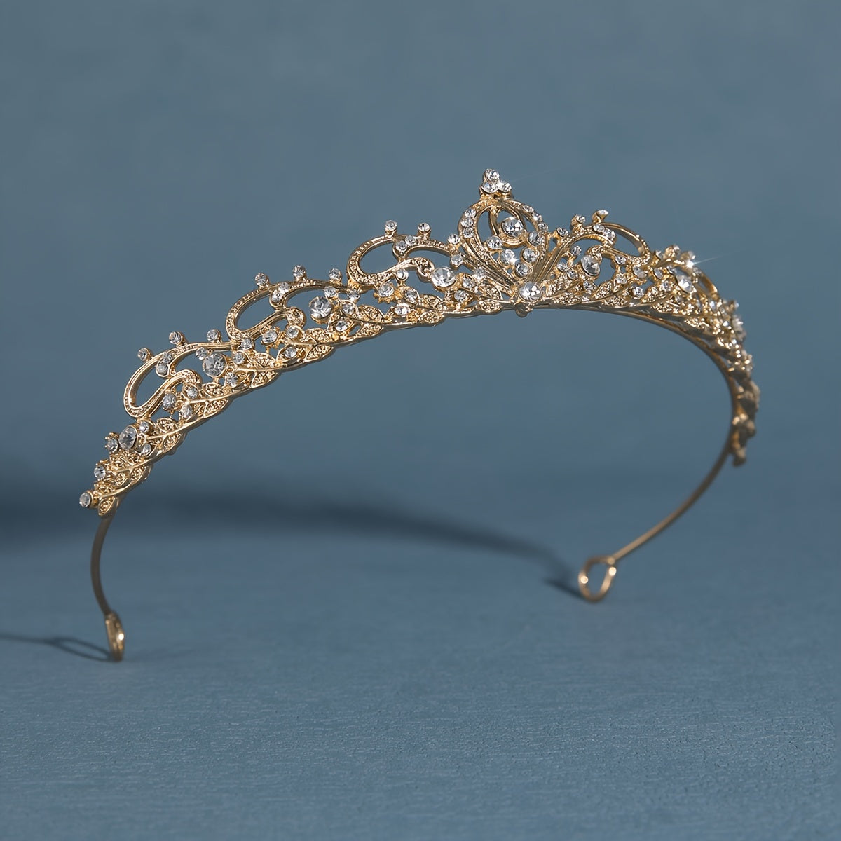 Diadema Golden Crown con diamantes para fiestas, bodas y cumpleaños
