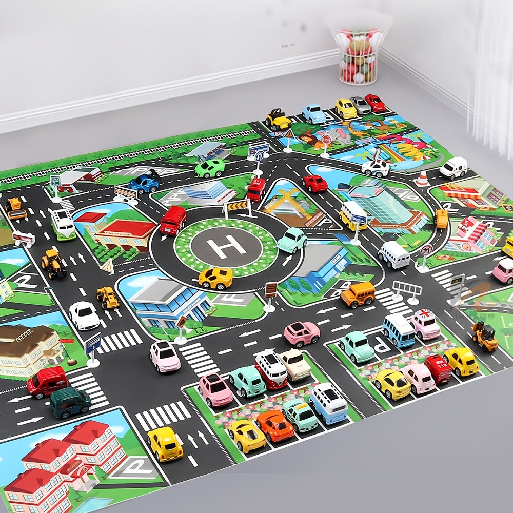 Kids Waterproof Play Mat for Indoor Outdoor Multi-Theme Traffic Parking Lot