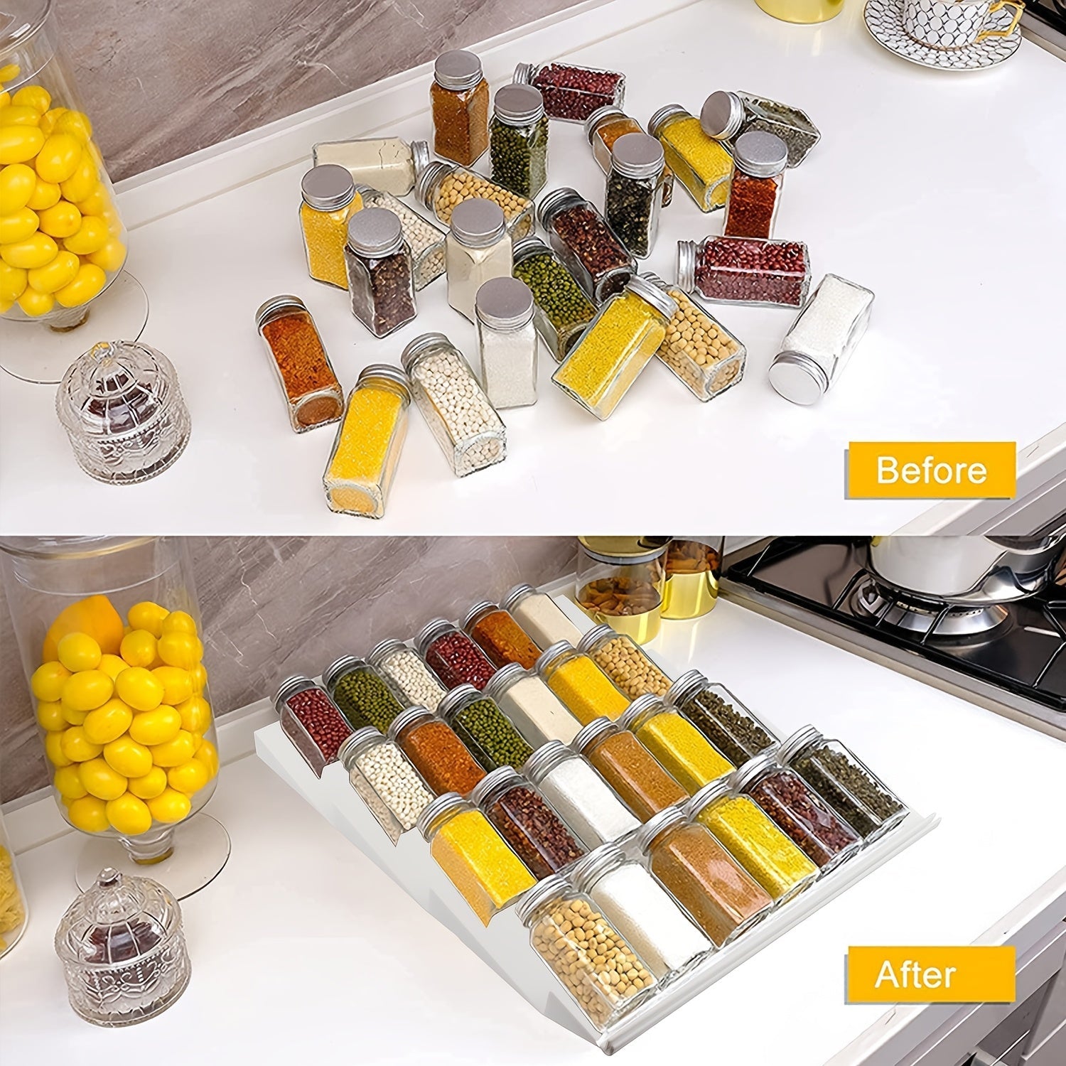 Moslashuvchan Plastik Zaytun Qopqog'i Tashkilotchisi 2-to'plam Kengaytiriladigan 4-Qavatli Oshxona Saqlash