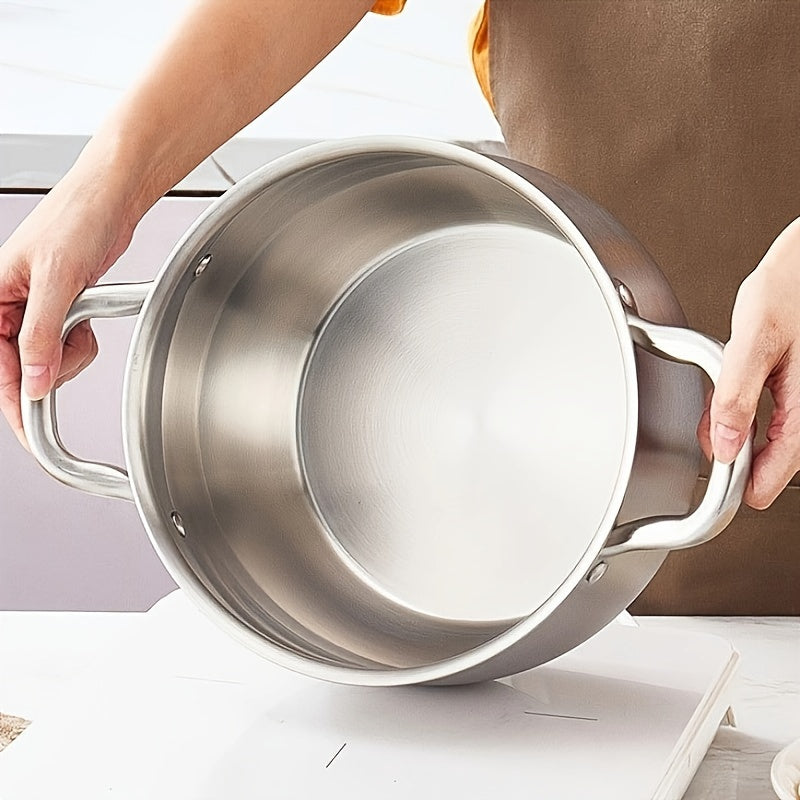 Triple Layer Steel Soup Pot with Extra Thickness for Cooking and Boiling