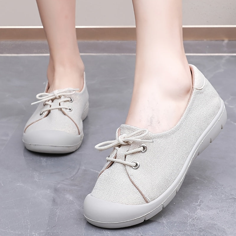 Women's Canvas Shoes Casual Round Toe Breathable Lightweight Black