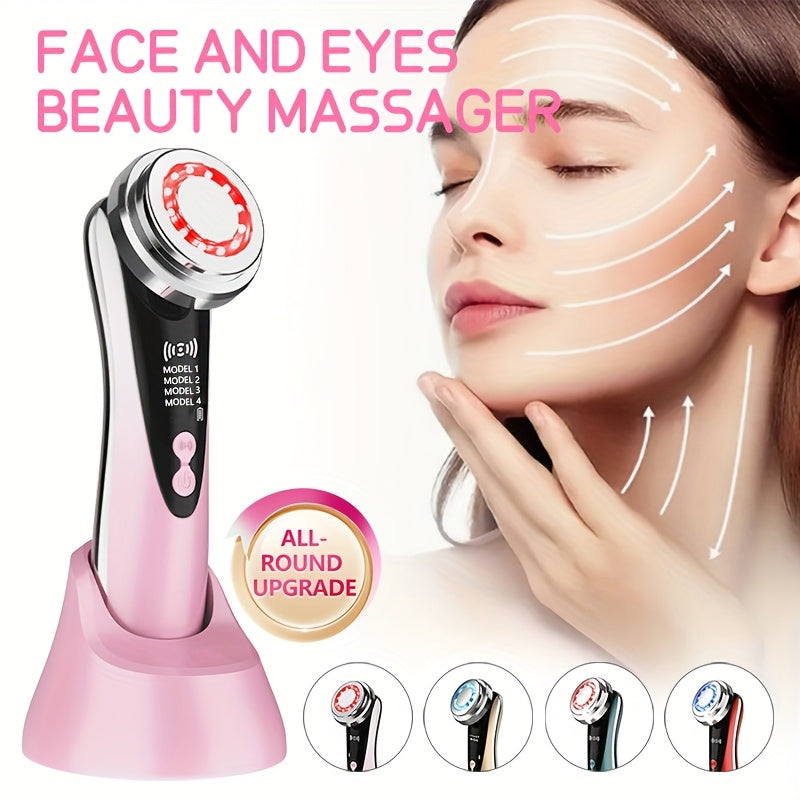 Portable Black Facial and Neck Massager with Heating and USB Charging